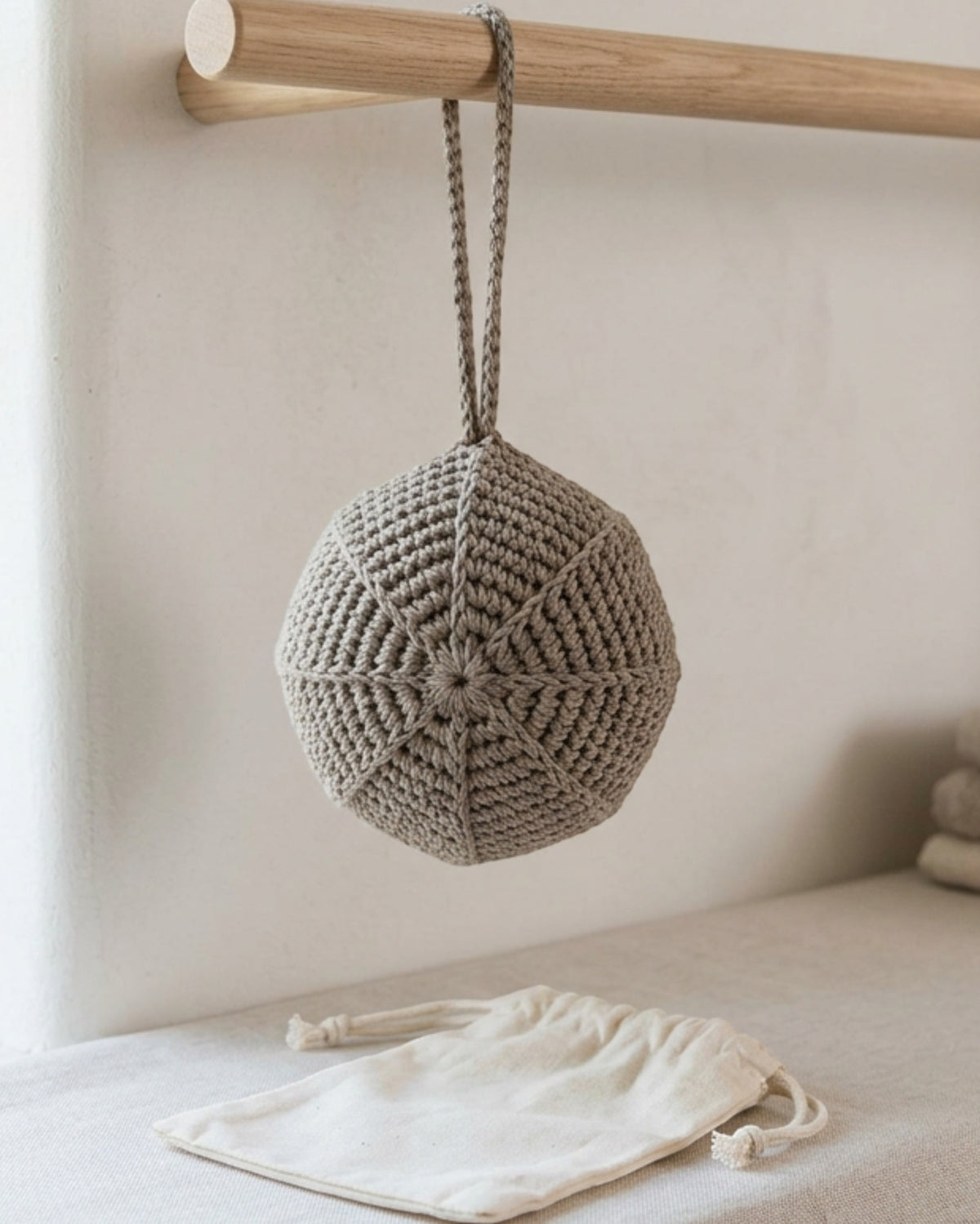 Zbwkd Crochet Hemp Cotton Hollow Wash Ball Warm Gray - Lifestyle view